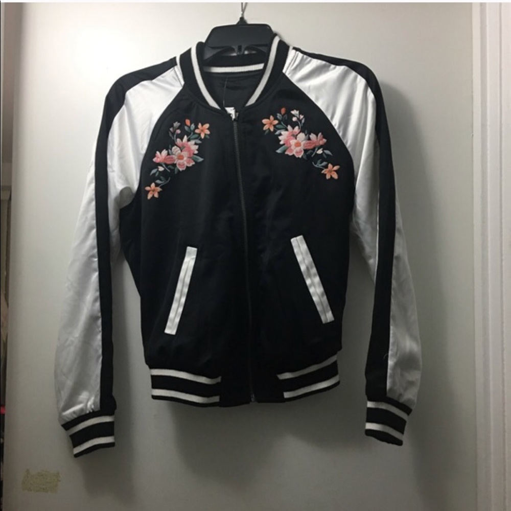 Reversible satin bomber jacket